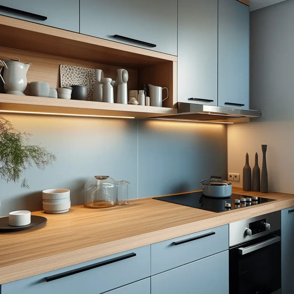 light blue kitchen